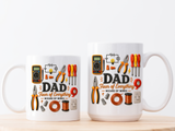 Electrician Dad Fixer of Everything Coffee Mug, Father's Day Gift for Electricians, Lineman Papa Handyman Ceramic Tea Cup with Black Handle