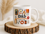 Electrician Dad Fixer of Everything Coffee Mug, Father's Day Gift for Electricians, Lineman Papa Handyman Ceramic Tea Cup with Black Handle