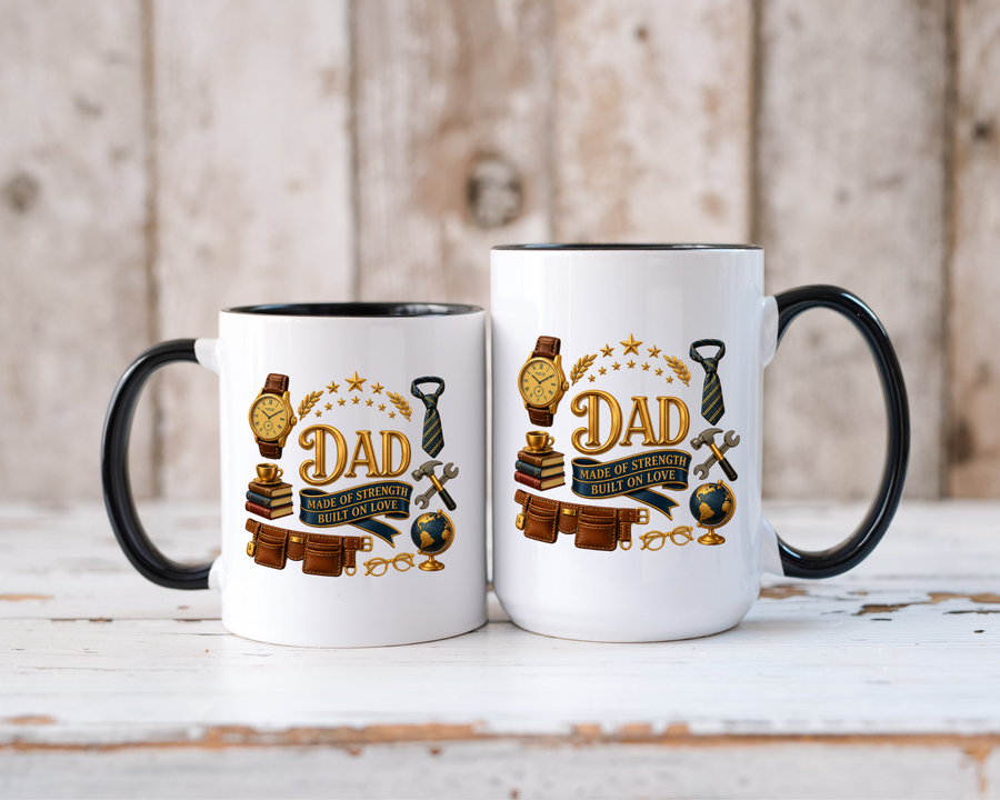 Best Dad in the World Coffee Mug, Father's Day Gift from Daughter or Son, Handy Papa Birthday Ceramic Tea Cup with Tools and Watch