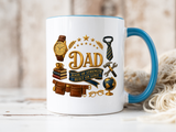 Best Dad in the World Coffee Mug, Father's Day Gift from Daughter or Son, Handy Papa Birthday Ceramic Tea Cup with Tools and Watch