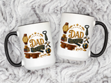 Best Dad in the World Coffee Mug, Father's Day Gift from Daughter or Son, Handy Papa Birthday Ceramic Tea Cup with Tools and Watch