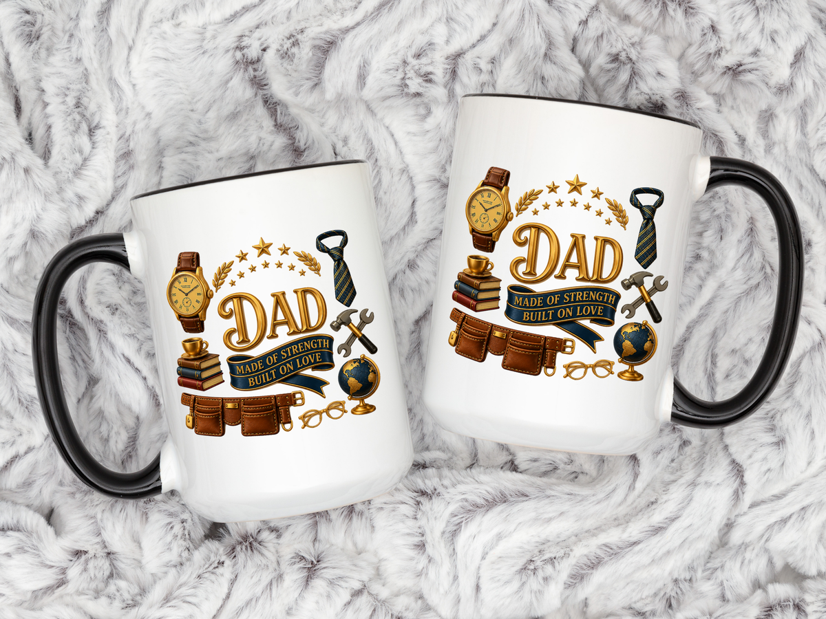 Best Dad in the World Coffee Mug, Father's Day Gift from Daughter or Son, Handy Papa Birthday Ceramic Tea Cup with Tools and Watch