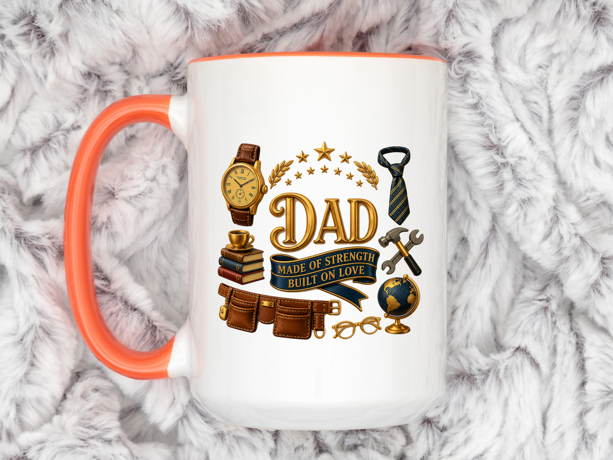 Best Dad in the World Coffee Mug, Father's Day Gift from Daughter or Son, Handy Papa Birthday Ceramic Tea Cup with Tools and Watch