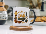 Best Dad in the World Coffee Mug, Father's Day Gift from Daughter or Son, Handy Papa Birthday Ceramic Tea Cup with Tools and Watch