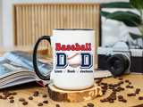 Custom Baseball Dad Coffee Mug with Kids Names, Personalized Sports Father's Day Gift, Cute Team Coach Appreciation Ceramic Tea Cup