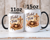 Christian Coffee Mug Fueled By Faith, Faith Based Coffee Cup, Religious Gift for Women, Prayer Warrior Mug, Inspirational Christian Gift