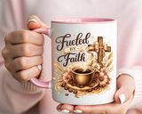 Christian Coffee Mug Fueled By Faith, Faith Based Coffee Cup, Religious Gift for Women, Prayer Warrior Mug, Inspirational Christian Gift