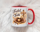 Christian Coffee Mug Fueled By Faith, Faith Based Coffee Cup, Religious Gift for Women, Prayer Warrior Mug, Inspirational Christian Gift