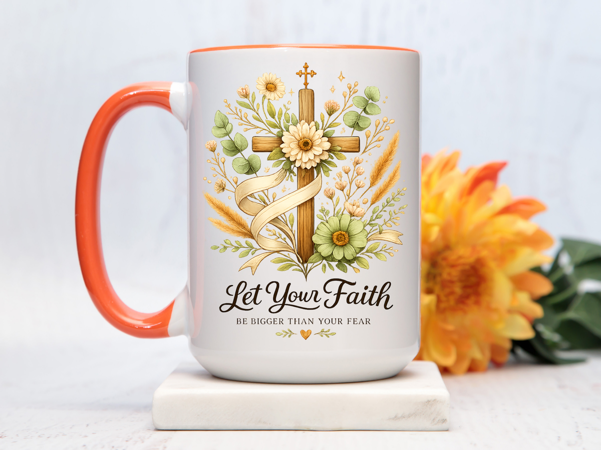 Christian Faith Inspirational Mug, Let Your Faith Be Bigger Than Your Fear Coffee Mug, Religious Gift for Women, Prayer Mug