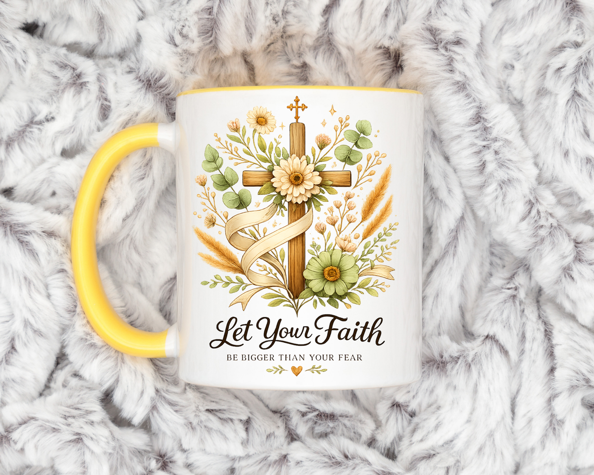 Christian Faith Inspirational Mug, Let Your Faith Be Bigger Than Your Fear Coffee Mug, Religious Gift for Women, Prayer Mug