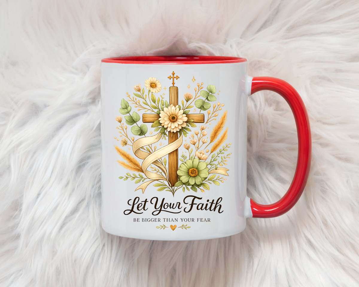 Christian Faith Inspirational Mug, Let Your Faith Be Bigger Than Your Fear Coffee Mug, Religious Gift for Women, Prayer Mug
