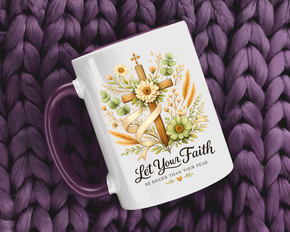 Christian Faith Inspirational Mug, Let Your Faith Be Bigger Than Your Fear Coffee Mug, Religious Gift for Women, Prayer Mug