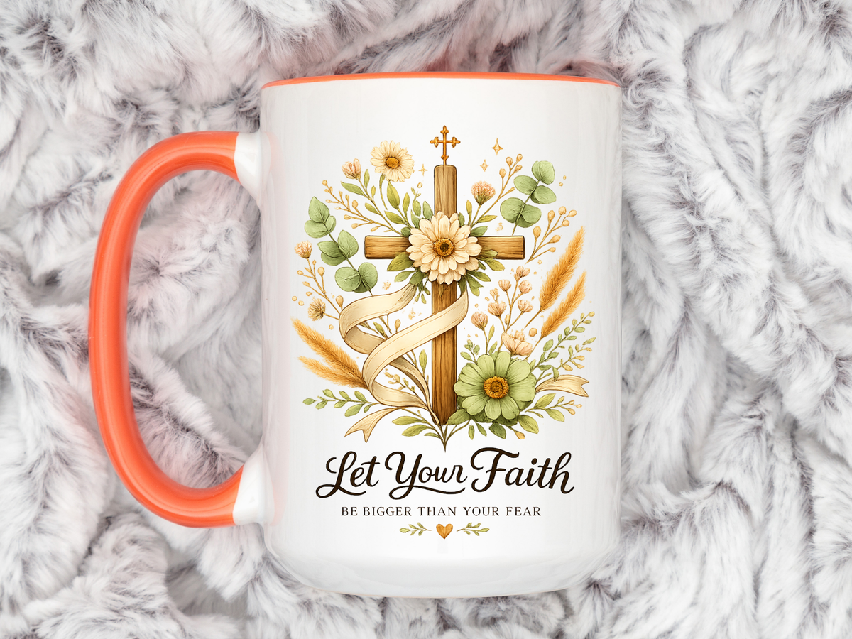 Christian Faith Inspirational Mug, Let Your Faith Be Bigger Than Your Fear Coffee Mug, Religious Gift for Women, Prayer Mug