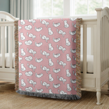 Cute Cat Pattern Woven Blanket, Pink Cat Lover Throw Blanket, Cozy Feline Home Decor, Cat Mom Gift, Pet Lover Couch Blanket