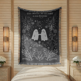 Gothic Ghost Couple Woven Blanket, Till Death Do Us Part Throw Blanket, Halloween Love Gift, Spooky Romantic Home Decor