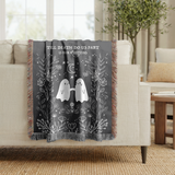 Gothic Ghost Couple Woven Blanket, Till Death Do Us Part Throw Blanket, Halloween Love Gift, Spooky Romantic Home Decor