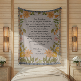 Personalized Grandma Appreciation Blanket, Custom Grandkids Letter Woven Blanket, Grandma Gift from Grandchildren, Floral Keepsake Throw
