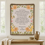 Personalized Grandma Appreciation Blanket, Custom Grandkids Letter Woven Blanket, Grandma Gift from Grandchildren, Floral Keepsake Throw