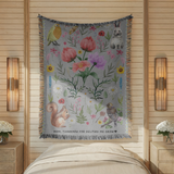 Personalized Mom Floral Woven Blanket, Thank You For Helping Me Grow Blanket, Mother’s Day Gift, Botanical Throw for Mom