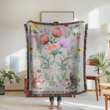 Personalized Mom Floral Woven Blanket, Thank You For Helping Me Grow Blanket, Mother’s Day Gift, Botanical Throw for Mom