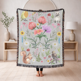 Personalized Mom Floral Woven Blanket, Thank You For Helping Me Grow Blanket, Mother’s Day Gift, Botanical Throw for Mom