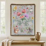 Personalized Mom Floral Woven Blanket, Thank You For Helping Me Grow Blanket, Mother’s Day Gift, Botanical Throw for Mom
