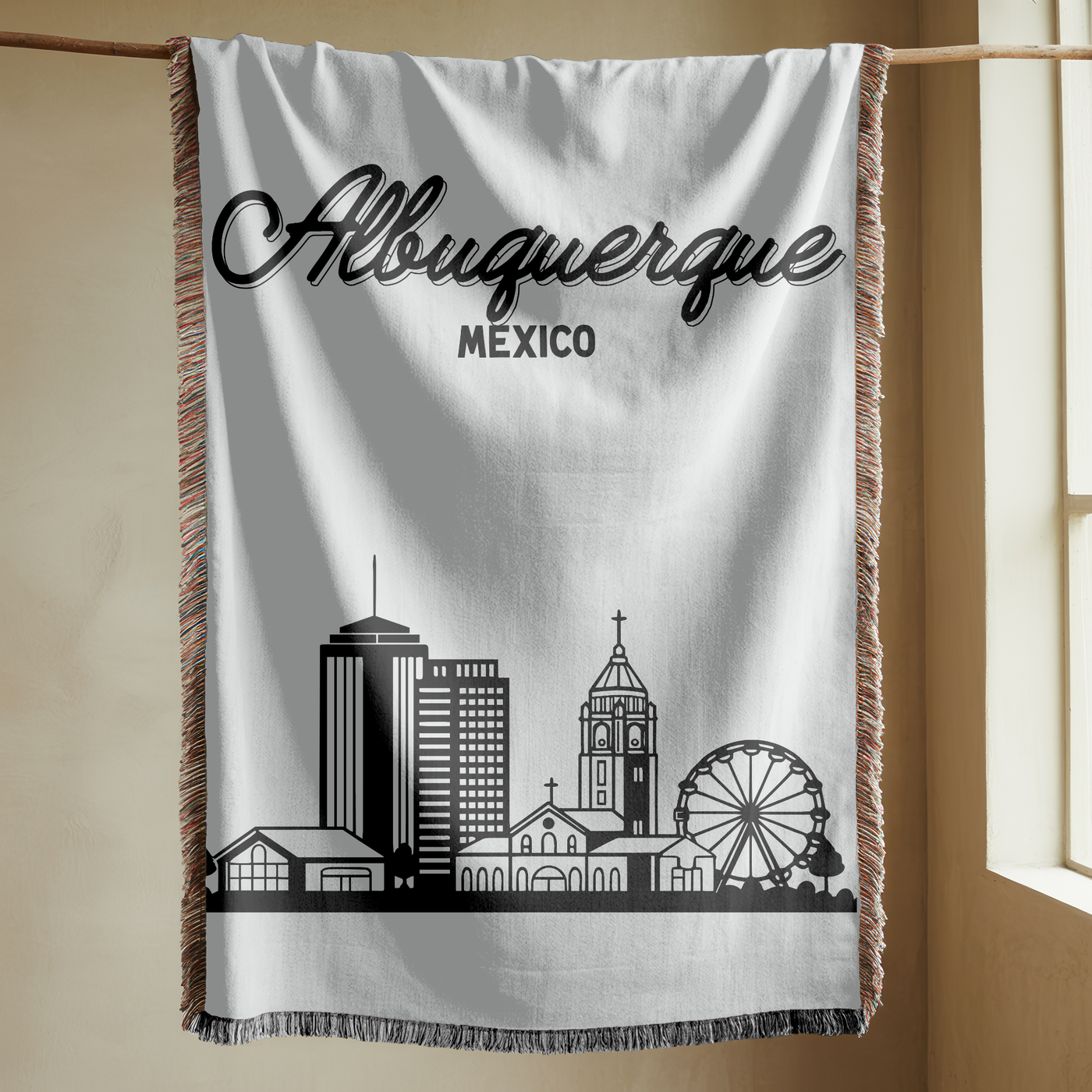 Albuquerque Skyline Woven Blanket, Albuquerque New Mexico Throw Blanket, Southwest Cityscape Home Decor, Moving Away Gift