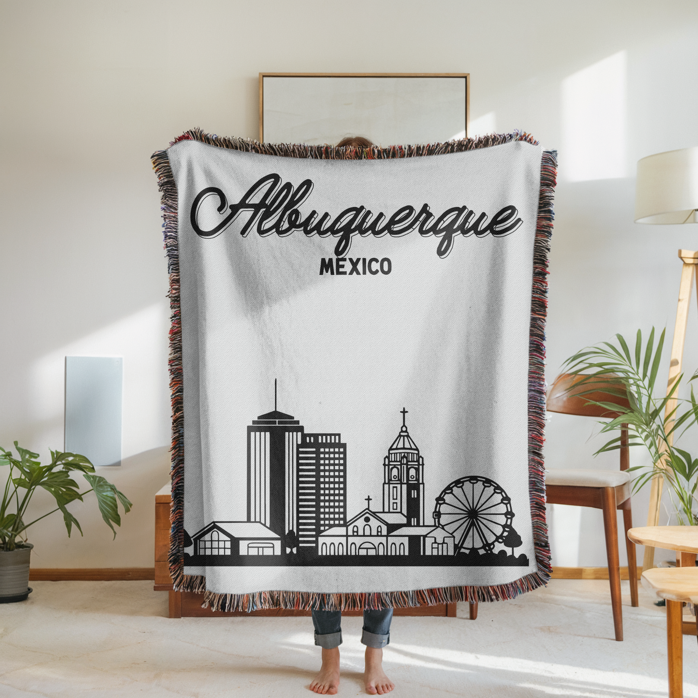 Albuquerque Skyline Woven Blanket, Albuquerque New Mexico Throw Blanket, Southwest Cityscape Home Decor, Moving Away Gift