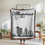 Albuquerque Skyline Woven Blanket, Albuquerque New Mexico Throw Blanket, Southwest Cityscape Home Decor, Moving Away Gift