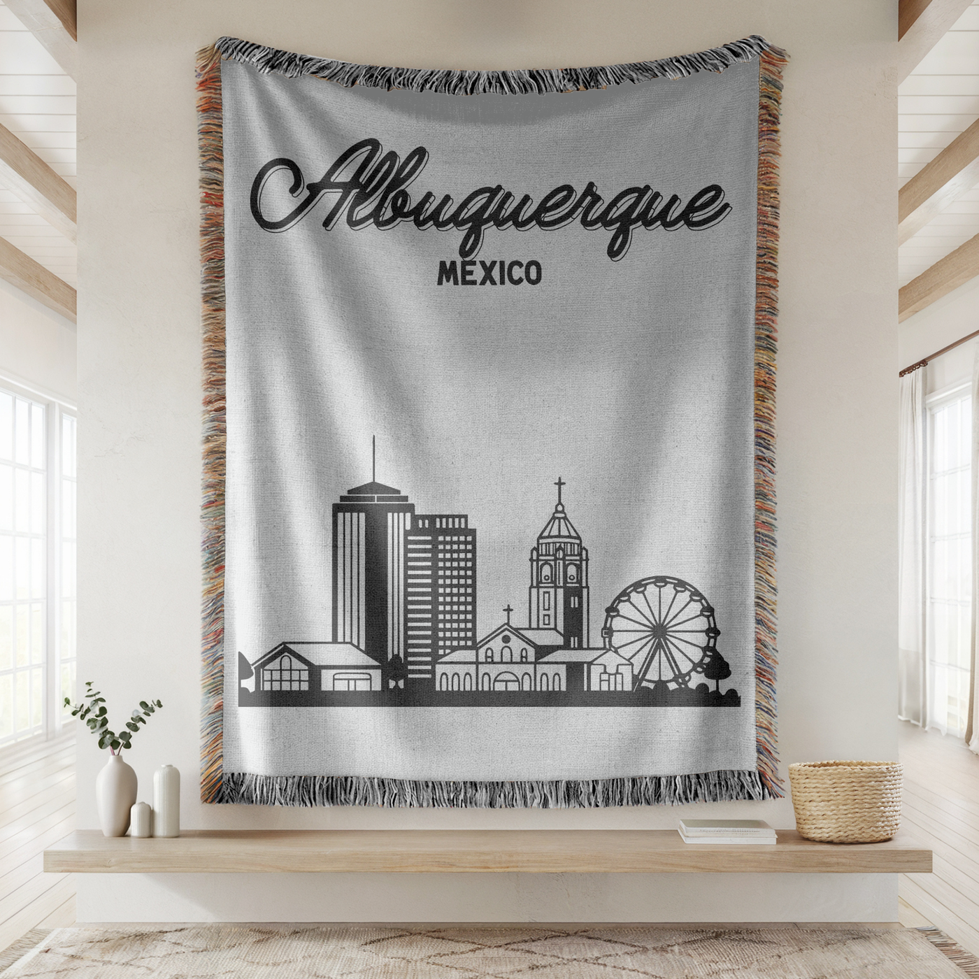 Albuquerque Skyline Woven Blanket, Albuquerque New Mexico Throw Blanket, Southwest Cityscape Home Decor, Moving Away Gift