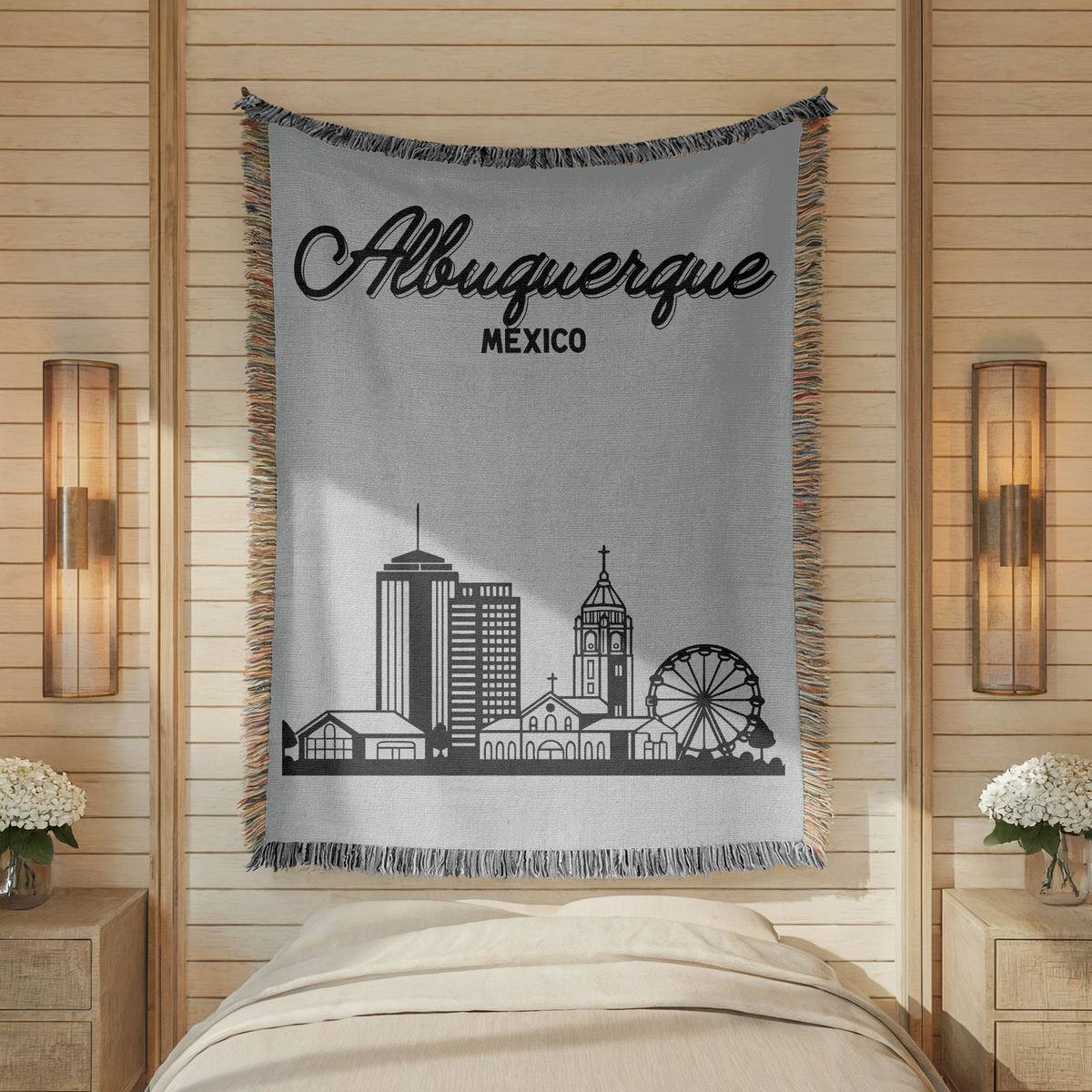 Albuquerque Skyline Woven Blanket, Albuquerque New Mexico Throw Blanket, Southwest Cityscape Home Decor, Moving Away Gift