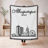 Albuquerque Skyline Woven Blanket, Albuquerque New Mexico Throw Blanket, Southwest Cityscape Home Decor, Moving Away Gift