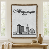Albuquerque Skyline Woven Blanket, Albuquerque New Mexico Throw Blanket, Southwest Cityscape Home Decor, Moving Away Gift
