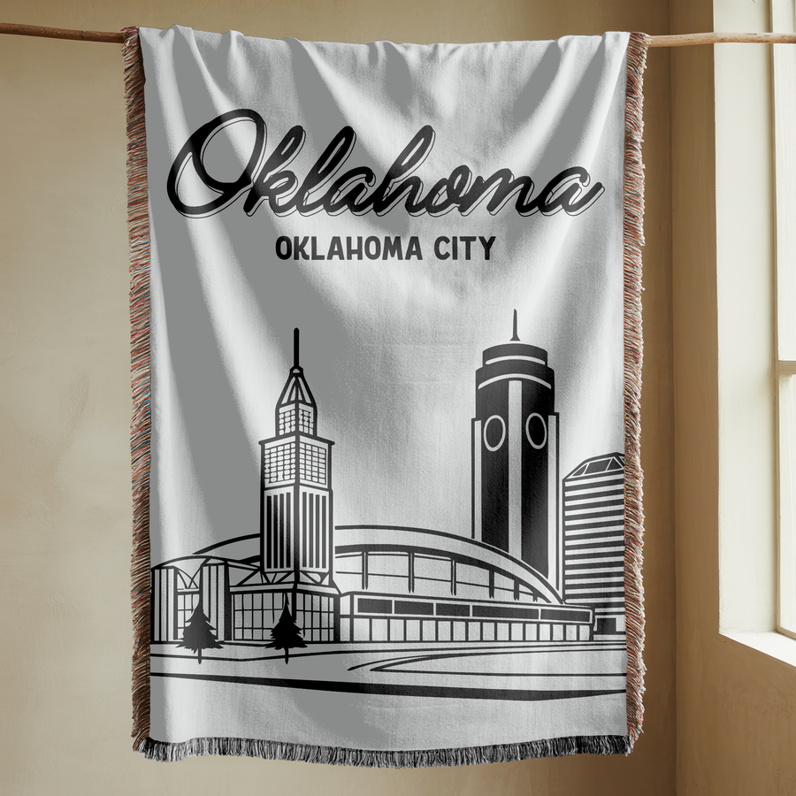 Oklahoma City Skyline Woven Blanket, Oklahoma City Throw Blanket, Oklahoma Travel Gift, Cityscape Home Decor, Housewarming Gift