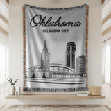 Oklahoma City Skyline Woven Blanket, Oklahoma City Throw Blanket, Oklahoma Travel Gift, Cityscape Home Decor, Housewarming Gift