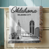 Oklahoma City Skyline Woven Blanket, Oklahoma City Throw Blanket, Oklahoma Travel Gift, Cityscape Home Decor, Housewarming Gift