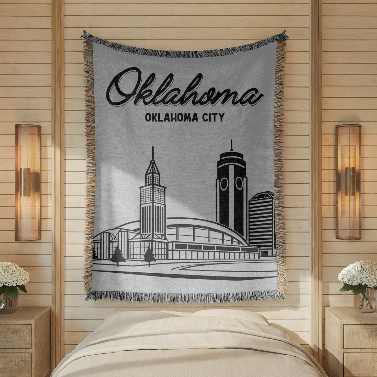 Oklahoma City Skyline Woven Blanket, Oklahoma City Throw Blanket, Oklahoma Travel Gift, Cityscape Home Decor, Housewarming Gift