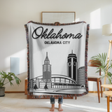 Oklahoma City Skyline Woven Blanket, Oklahoma City Throw Blanket, Oklahoma Travel Gift, Cityscape Home Decor, Housewarming Gift