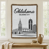 Oklahoma City Skyline Woven Blanket, Oklahoma City Throw Blanket, Oklahoma Travel Gift, Cityscape Home Decor, Housewarming Gift
