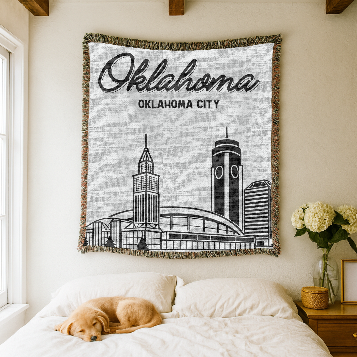 Oklahoma City Skyline Woven Blanket, Oklahoma City Throw Blanket, Oklahoma Travel Gift, Cityscape Home Decor, Housewarming Gift