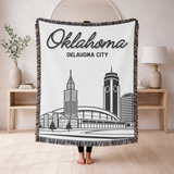 Oklahoma City Skyline Woven Blanket, Oklahoma City Throw Blanket, Oklahoma Travel Gift, Cityscape Home Decor, Housewarming Gift