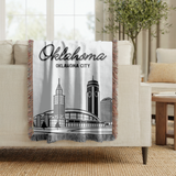 Oklahoma City Skyline Woven Blanket, Oklahoma City Throw Blanket, Oklahoma Travel Gift, Cityscape Home Decor, Housewarming Gift
