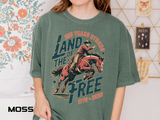 Land of the Free 250 Years Strong Comfort Colors Shirt, America 250th Anniversary Tee, Patriotic Cowboy Graphic Shirt, USA 1776-2026