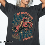 Land of the Free 250 Years Strong Comfort Colors Shirt, America 250th Anniversary Tee, Patriotic Cowboy Graphic Shirt, USA 1776-2026