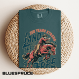 Land of the Free 250 Years Strong Comfort Colors Shirt, America 250th Anniversary Tee, Patriotic Cowboy Graphic Shirt, USA 1776-2026