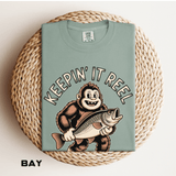 Funny Sasquatch Fishing Comfort Colors Shirt, Keepin It Reel Bigfoot Angler Tee, Fisherman Gift Shirt, Lake Life Outdoor Graphic Tee