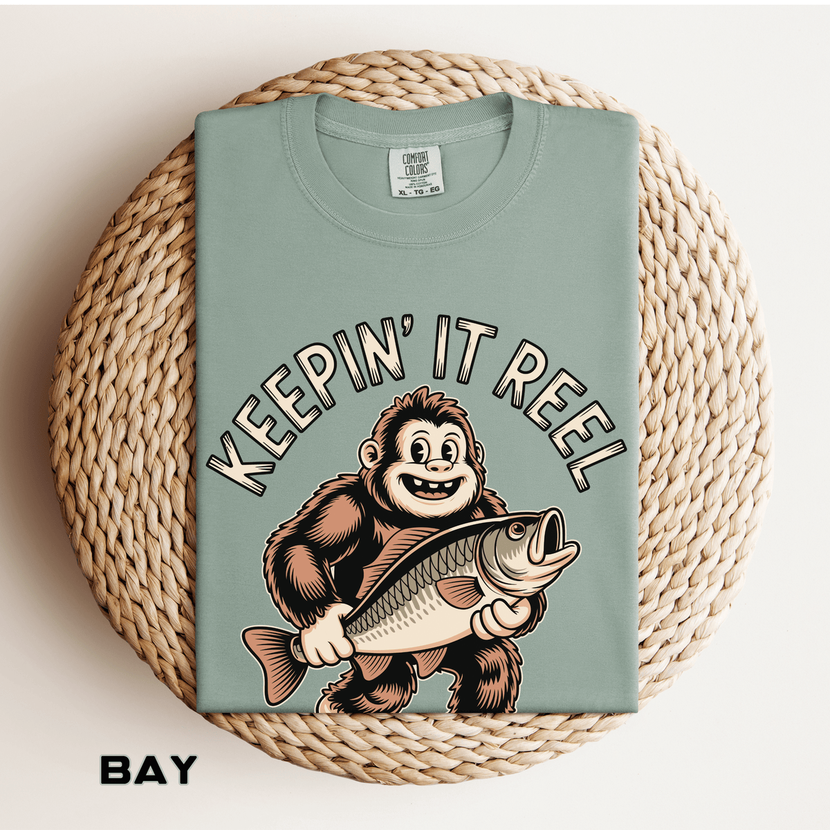Funny Sasquatch Fishing Comfort Colors Shirt, Keepin It Reel Bigfoot Angler Tee, Fisherman Gift Shirt, Lake Life Outdoor Graphic Tee