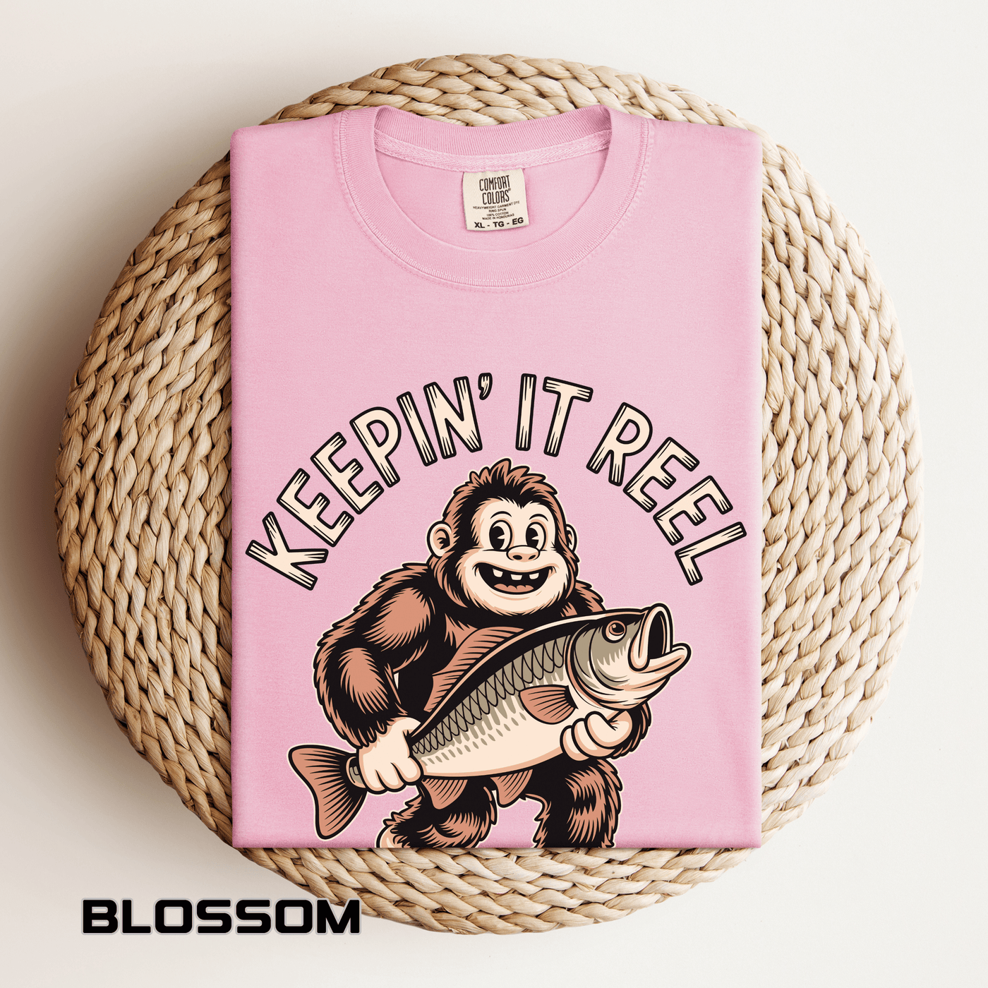Funny Sasquatch Fishing Comfort Colors Shirt, Keepin It Reel Bigfoot Angler Tee, Fisherman Gift Shirt, Lake Life Outdoor Graphic Tee