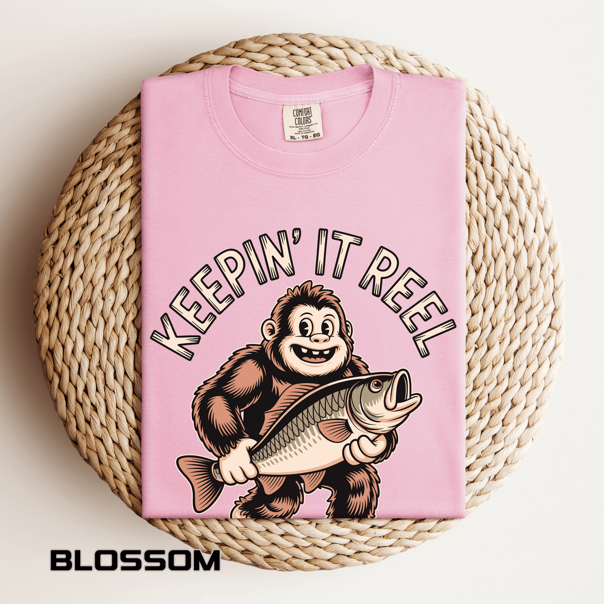 Funny Sasquatch Fishing Comfort Colors Shirt, Keepin It Reel Bigfoot Angler Tee, Fisherman Gift Shirt, Lake Life Outdoor Graphic Tee