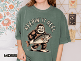 Funny Sasquatch Fishing Comfort Colors Shirt, Keepin It Reel Bigfoot Angler Tee, Fisherman Gift Shirt, Lake Life Outdoor Graphic Tee